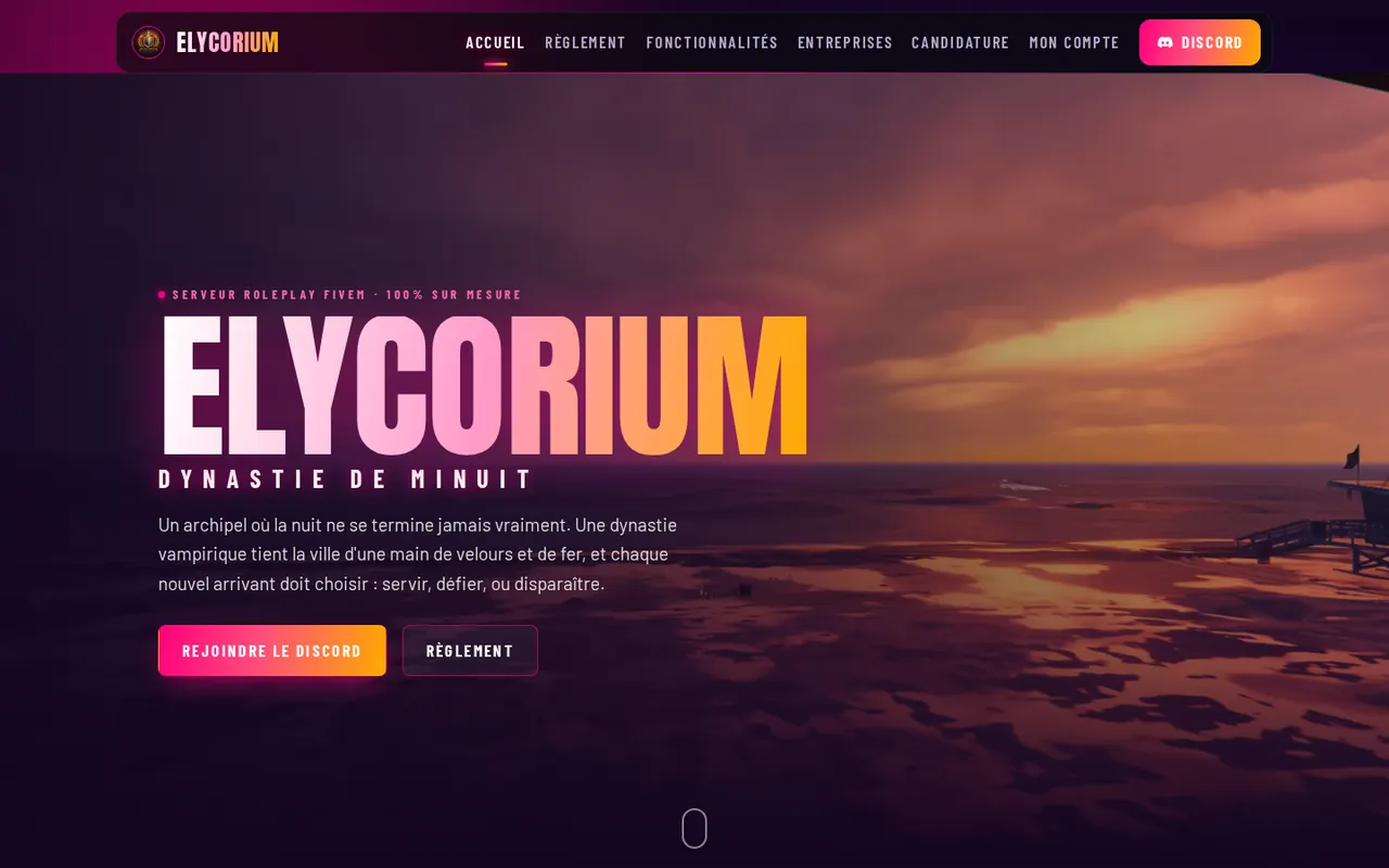 Page d'accueil du site elycorium.fr